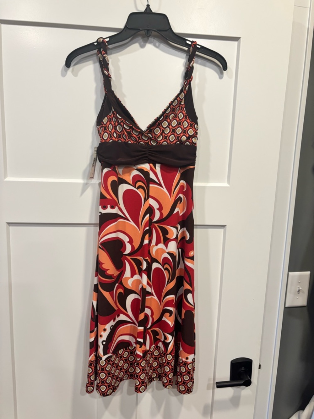 Nwt Bisou Bisou Michele Bohbot V-neck, Dress Multicolor Pattern ,Size 6 - Picture 4 of 4